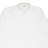 Mens Shirt White Striped Long Sleeve XL