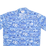 SEAWIND Mens Hawaiian Shirt Blue Floral L