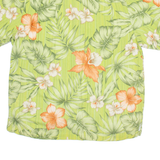 CARIBBEAN JOE Mens Hawaiian Shirt Green Floral L