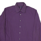 BOSS Mens Plain Shirt Purple Long Sleeve L
