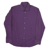 BOSS Mens Plain Shirt Purple Long Sleeve L