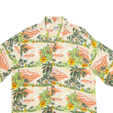 ALOHA HUT Mens Hawaiian Shirt Beige Floral L