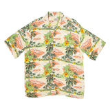 ALOHA HUT Mens Hawaiian Shirt Beige Floral L