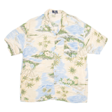 BAHAMA CRUISES Mens Hawaiian Shirt Beige Viscose Floral XL