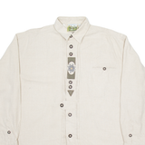 BRUBIG CRACKTEN Mens Plain Shirt Beige Long Sleeve L