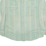 WRAPPERS Womens Shirt Green Striped Long Sleeve L