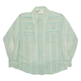 WRAPPERS Womens Shirt Green Striped Long Sleeve L