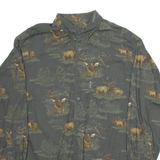 WOOLRICH Mens Shirt Grey Camouflage Long Sleeve XL
