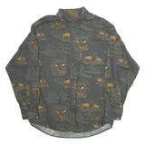 WOOLRICH Mens Shirt Grey Camouflage Long Sleeve XL