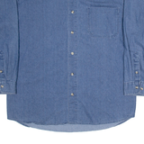 KEY Mens Plain Shirt Blue Long Sleeve L