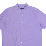 TOMMY HILFIGER Mens Plain Shirt Purple L