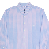 CHAPS Mens Shirt Blue Striped Long Sleeve L