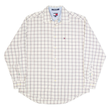 TOMMY HILFIGER Mens Shirt Cream Check Long Sleeve M