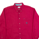 BUGLE BOY Mens Plain Shirt Red 90s Long Sleeve XL