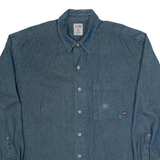 DICKIES Mens Denim Shirt Blue Long Sleeve XL