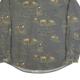 WOOLRICH Deer Mens Shirt Grey 90s Long Sleeve M