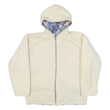 Reversible Womens Fleece Jacket Cream Hooded S