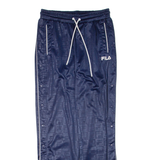 FILA Side Poppers All Over Print Womens Track Pants Blue Straight UK 12 W30 L30