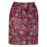 CHALOU Womens Pencil Skirt Red Midi 90s Floral M