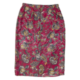 CHALOU Womens Pencil Skirt Red Midi 90s Floral M