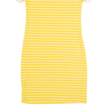 JACK WILLS Womens T-Shirt Dress Yellow Striped Short Sleeve Knee Length UK 6
