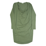 GANNI Oversized Womens Day Dress Green Long Sleeve Midi S