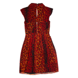 TED BAKER Womens Fit & Flare Dress Red Animal Print Sleeveless Knee Length XS
