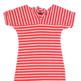 WEIRD FISH Womens T-Shirt Dress Red Striped Short Sleeve Knee Length UK 8