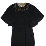 BCBGMAXAZRIA Womens Bodycon Dress Black Short Sleeve Midi XS