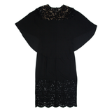 BCBGMAXAZRIA Womens Bodycon Dress Black Short Sleeve Midi XS