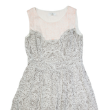 LAURA ASHLEY Occasion Womens Fit & Flare Dress Pink Silk Crazy Pattern UK 14