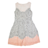 LAURA ASHLEY Occasion Womens Fit & Flare Dress Pink Silk Crazy Pattern UK 14