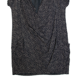REISS Love Womens Shift Dress Black Animal Print Short Sleeve Knee Length UK 8