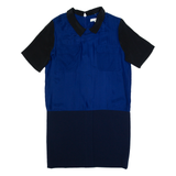 SANDRO Womens Day Dress Blue Silk Short Sleeve Knee Length M