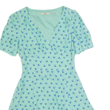 JACK WILLS Womens Day Dress Blue Floral Short Sleeve Knee Length UK 8