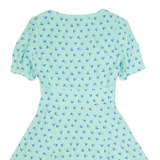 JACK WILLS Womens Day Dress Blue Floral Short Sleeve Knee Length UK 8