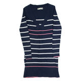 CREW CLOTHING Womens Jumper Dress Blue Striped Long Sleeve Midi UK 8