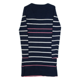 CREW CLOTHING Womens Jumper Dress Blue Striped Long Sleeve Midi UK 8