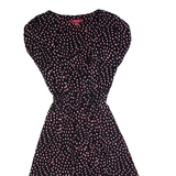 MONSOON Womens A-Line Dress Black Spotted Short Sleeve Midi UK 10