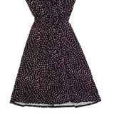 MONSOON Womens A-Line Dress Black Spotted Short Sleeve Midi UK 10