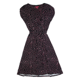 MONSOON Womens A-Line Dress Black Spotted Short Sleeve Midi UK 10