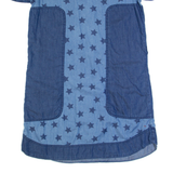 TOMMY HILFIGER Stars Womens Shift Dress Blue Short Sleeve Knee Length M