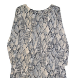 LAURA ASHLEY Womens Day Dress Grey Animal Print Long Sleeve Knee Length UK 12
