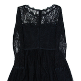 JUICY COUTURE Womens Skater Dress Black Lace Long Sleeve Knee Length XS