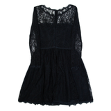 JUICY COUTURE Womens Skater Dress Black Lace Long Sleeve Knee Length XS