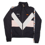 ELLESSE Womens Track Jacket Black Nylon Colourblock UK 6