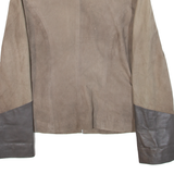 Womens Blazer Jacket Beige Leather Suede S