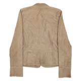 PEARLS Womens Blazer Jacket Beige Leather Suede S