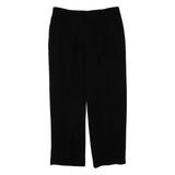 Pleated Womens Trousers Black Loose Straight W35 L28