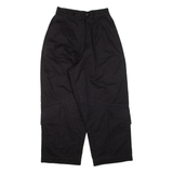 BLACK STUDIOS Cropped Womens Trousers Black Relaxed Straight W23 L23